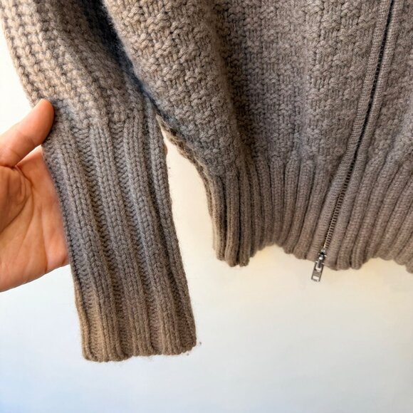 Autumn Cashmere Waffle-Knit Zip-Up Cardigan Sweater Women’s Size S Taupe - Picture 6 of 6